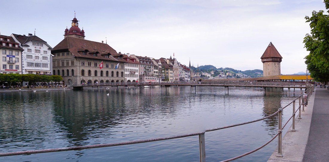 Lucerne from outside the Jesuit Church Photograph by David Hill, 25 May 2014, 20.15 From a little further right of the photograph above, briging the Hofkirche and Tour Bagharda little more clearly into view. Click on image to enlarge 