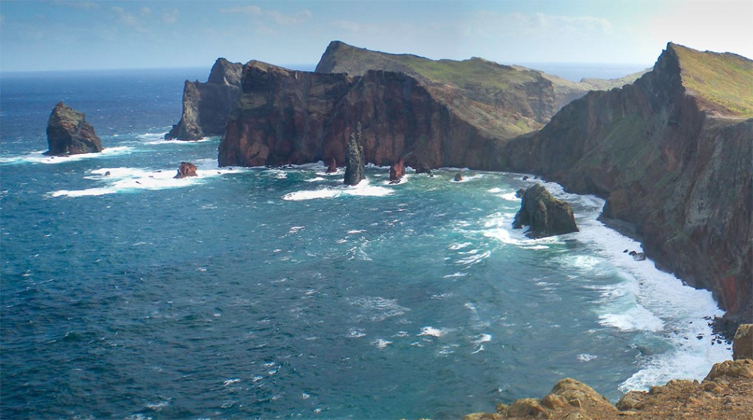 Point Lorenzo, Madeira Photograph by Professor David Hill, taken 18 February 2015, at 12.32 pm. From the Miradouro da Pedra Furada on the Ponta da Rosta, looking east over the north-facing cliffs of the Ponta de Sao Lourenco