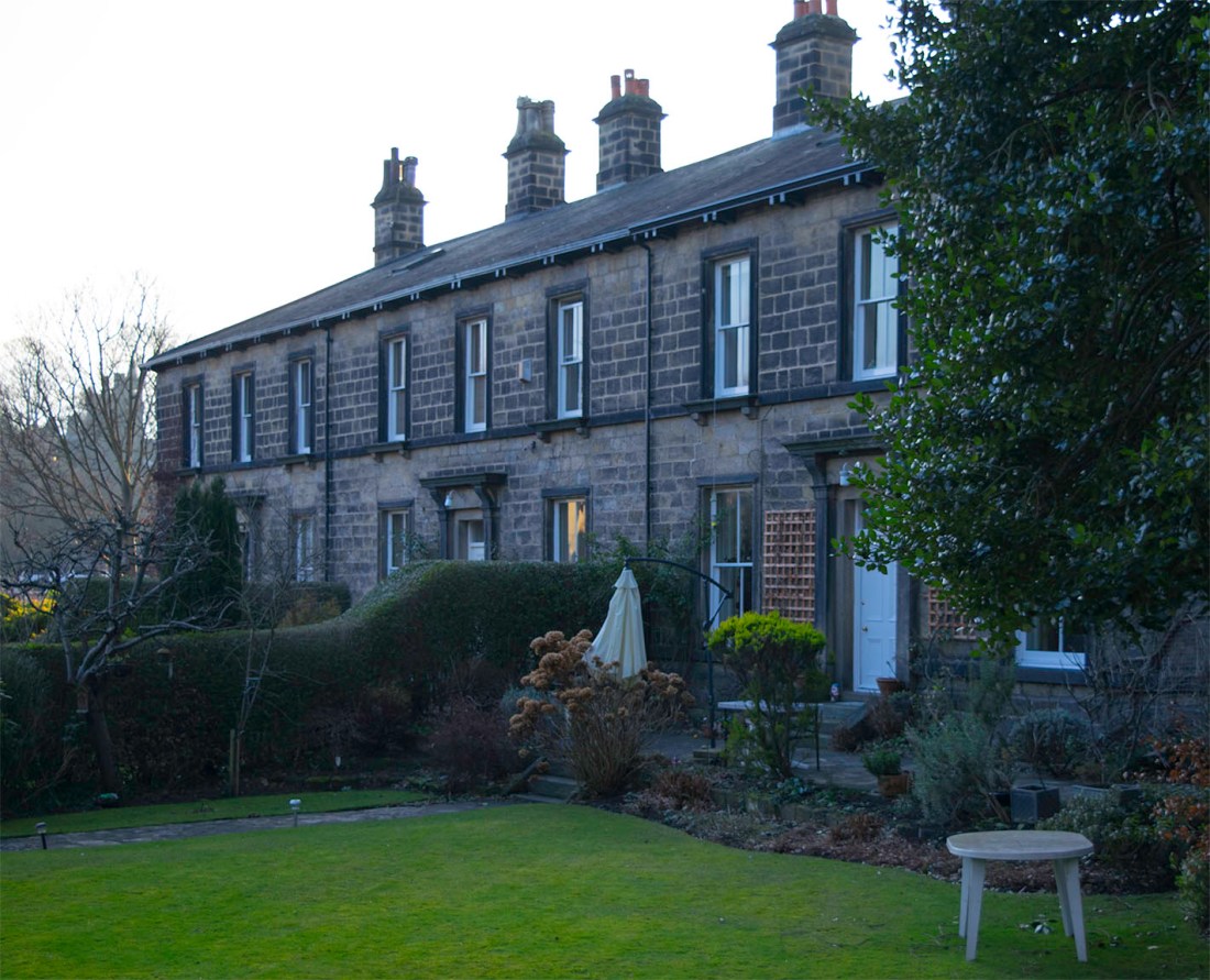 Balmoral Terrace Photograph by David Hill taken 10 February 2015, 16.23. A terrace of three substantial double-fronted houses built by George Vevers c.1857, in suite with his adjacent terraces in Monk Bridge Road. For English Heritage listing see: http://www.britishlistedbuildings.co.uk/en-489770-balmoral-terrace- No.1 was the family home of the Phillips family. Grimwshaw’s daughter Elaine married Edmund Ragland Phillips, who was councillor for Headingley ward 1907-1911. The photographic archive Leodis has photographs of the family and their children at Balmoral Terrace and at their own home at 11 Woodbine Terrace, nearby. http://www.leodis.org/searchResults.aspx?LOCID=9999&DECADE=0&YEAR=&KEYWORDS=John%20Atkinson%20Grimshaw&KEYWORDS2=&KEYWORDS3=&ANDOR2=&ANDOR3=&RECSPAGE=5&VIEW=1&CURRPAGE=1 Click on image to enlarge.