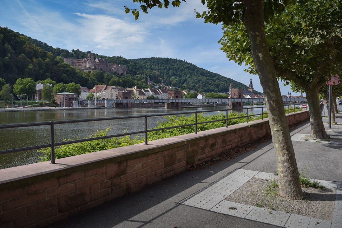 Heidelberg from the right bank of the Neckar Photograph by David Hill taken 27 August 2015, 09.23 GMT The right bank of the Neckar has been developed into a splendid tree-shaded promenade. Even Turner might have been surprised at the energy expenditure of contemporary German promenaders! 
