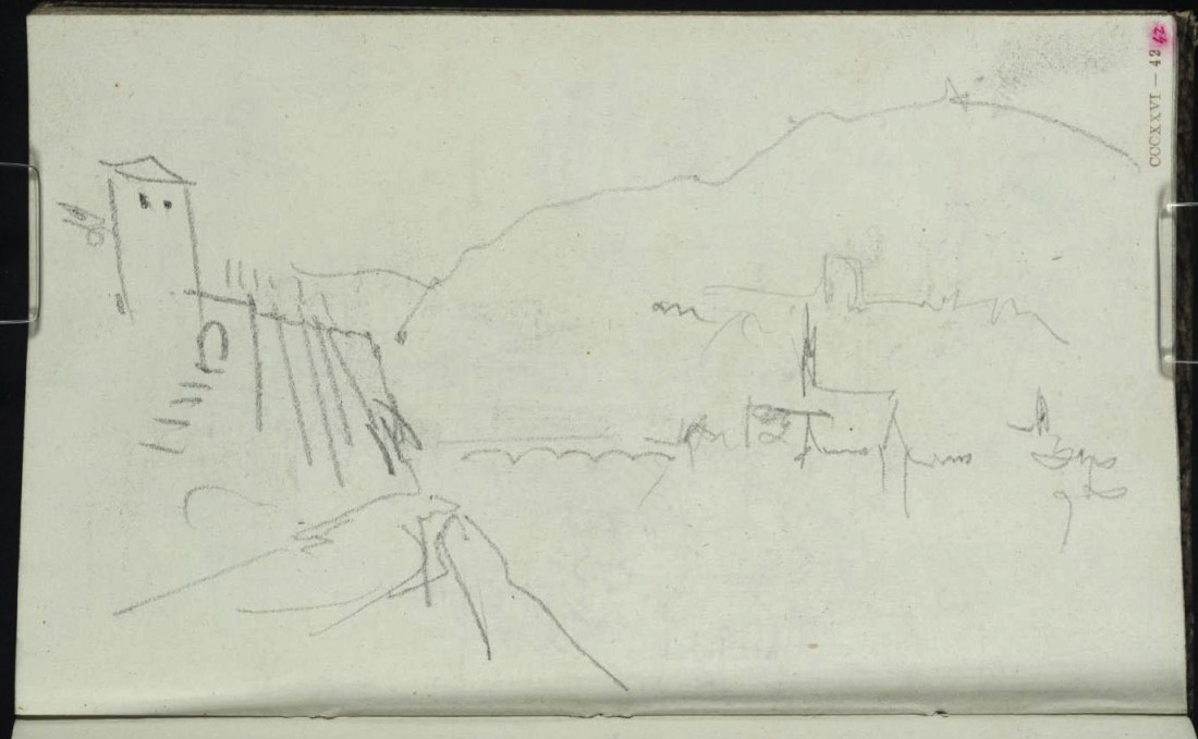 J M W Turner Heidelberg Bridge, Castle and Heiliggeistkirche, 1841 From the Berne, Heidelberg and Rhine sketchbook, Tate, London, D32962; Turner Bequest CCCXXVI 42 as ‘Heidelberg’. Photo courtesy of Tate To view this image in Tate’s own catalogue of the Turner bequest, click on the following link, and use your browser’s ‘back’ button to return to this page. http://www.tate.org.uk/art/artworks/turner-heidelberg-d329562