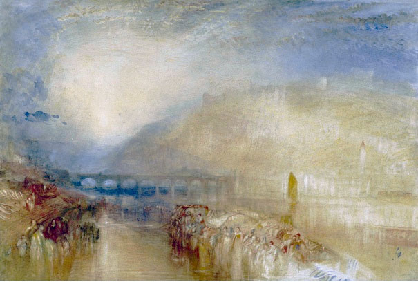 J M W Turner Heidelberg, c.1842 Watercolour, 374 x 553 mm Edinburgh, National Gallery of Scotland, Vaughan Bequest, D NG 885 This watercolour was bequeathed to the National Gallery of Scotland in 1900 by the collector Henry Vaughan. We know almost nothing about its prior history. One condition of Vaughan’s Bequest is that the watercolours never be lent and only be shown in January. The current consensus dates it to about 1846, but I propose an earlier date in what follows below. Photograph courtesy of National Gallery of Scotland.