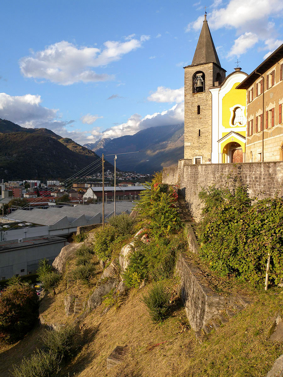 The Church of San Quirico above Bellinzona, looking north towards the St Gotthard Pass Photograph by David Hill, 2 November 2012, 15.36 
