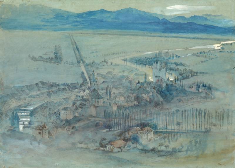 John Ruskin View of Thun, 1854 Pencil and watercolour 336 x 470 mm Exhibited by Lowell Libson at TEFAF, Maastrich, 11-20 March 2016 Image courtesy of Lowell Libson. To see the full catalogue entry on Lowell Libson’s website click on the following link, and use you browser’s ‘back’ button to return to this page: http://www.lowell-libson.com/pictures/view-of-thun