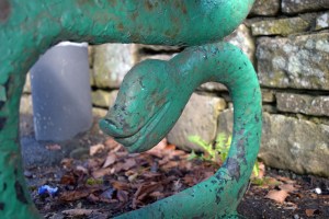 Serpent bench at Kirkby Lonsdale Photograph by David Hill, taken 25 March 2016, 10.48 GMT “..with a goose’s head stuck on the wrong end of it..” 