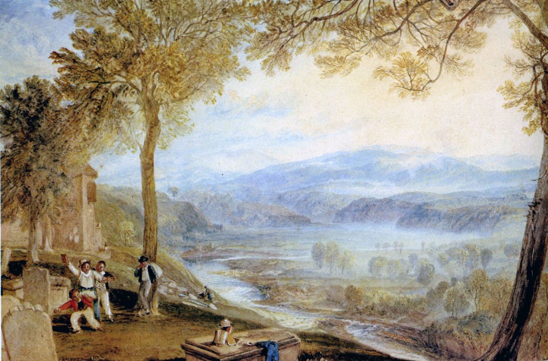 J.M.W.Turner The Lune Valley from Kirkby Lonsdale Churchyard, c.1818 Watercolour, 286 x 415 mm Private Collection ex Bonhams London 26 January 2012, lot 12 (sold for £217,250) Image, David Hill. To see the image in Bonhams online catalogue click on the following link, then use your browser’s ‘back’ button to return to this page: https://www.bonhams.com/auctions/19571/lot/12/ Ruskin knew of the view from the engraving of this watercolour that was published in Turner’s ‘History of Richmondshire’ in 1822, but the view was already feted by others, including William Wordsworth in his Guide to the Lakes published in 1810. It is not clear when it was decided to call it ‘Ruskin’s View’, but it was still known as Turner’s view well into the twentieth century. 
