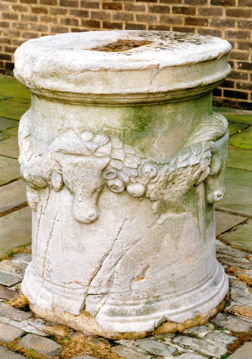 Altar from Delos Ancient Greek carved altar, made on the island of Delos, recognised at Bretton Hall, Yorkshire, 1991 Photograph by David Hill, taken July 1993