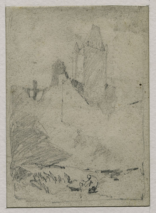 John Sell Cotman (1782-1842) The Saint Remy Tower of Dieppe Castle, seen from the south, 1817 Graphite on white, wove paper, 113 x 80 mm Leeds Art Gallery, LEEAG.1949.0009.0507 Cotman sketched this subject on 23 June 1817. It is a rather obtuse representation of the castle, but such approaches were typical of him. He did, however, also draw the castle from a more familiar angles (see below). Photo courtesy of Leeds Art Gallery 