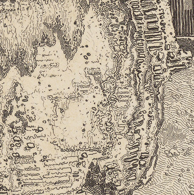 John Sell Cotman Gateway to the Castle of Arques la Bataille, near Dieppe, 1819 Etching, detail of Cotman’s hieroglyphics 