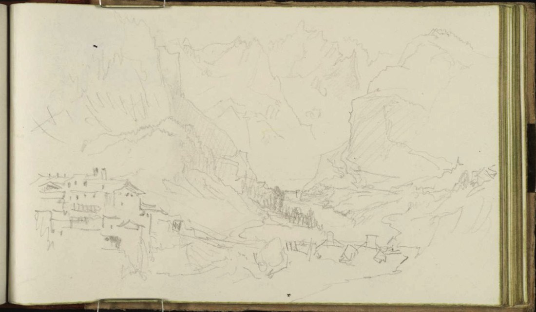 Mountain Pass, with Town 1836 by Joseph Mallord William Turner 1775-1851